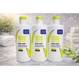 Clean & Clear Aloe Vera Body Wash for Sensitive Skin Oil-Free 10 oz each New x 3